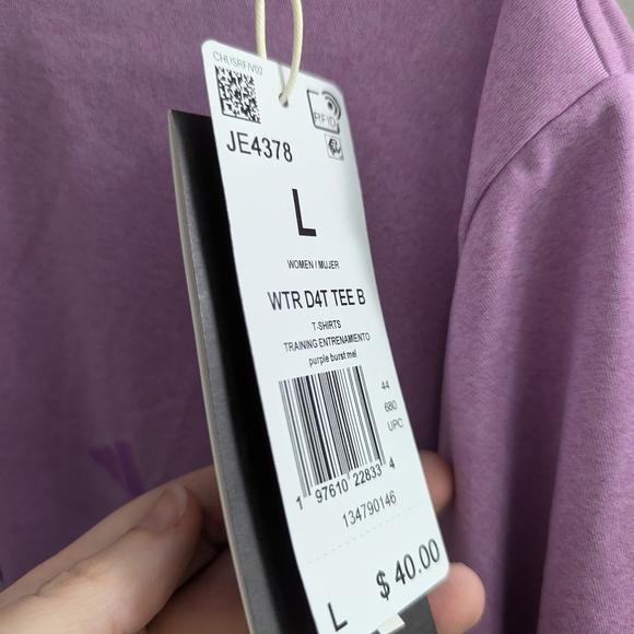 NWT Adidas Large Deltapeak Purple Short Sleeve Tee Running Tennis Gym Pickleball - Picture 7 of 8